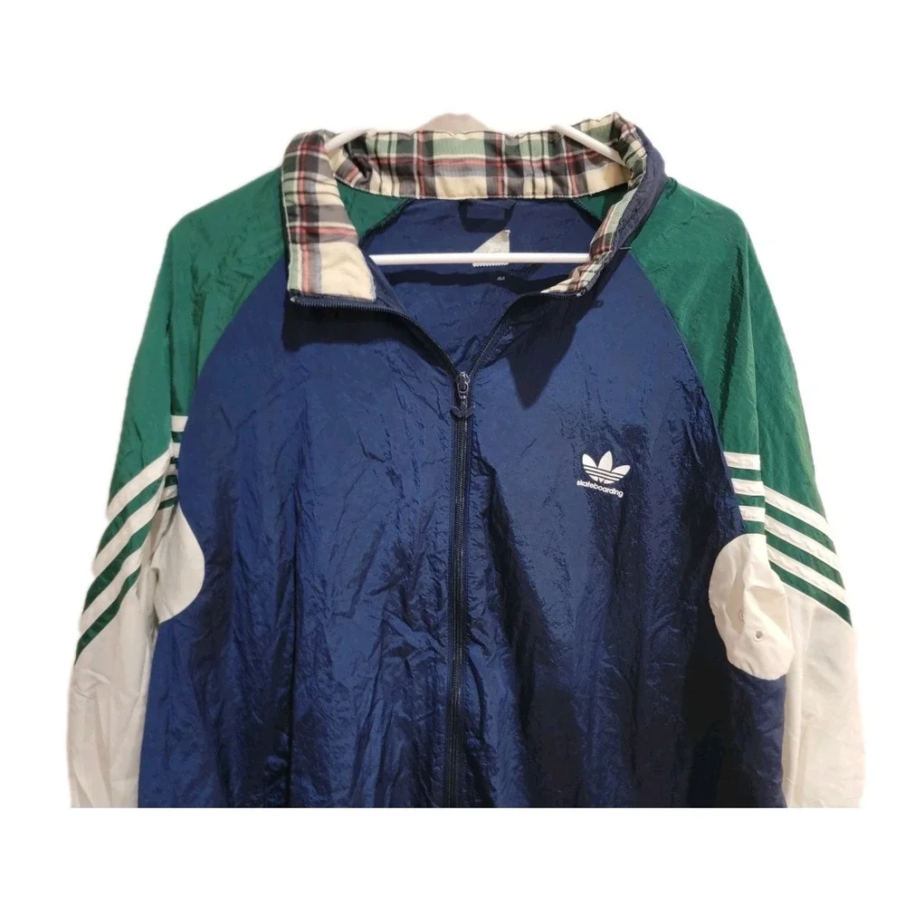 Adidas Skateboarding Track Jacket Men's 2XL‎ Colorblock Plaid Full Zip Vintage